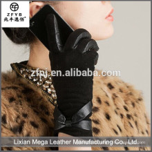 Neue Design Mode niedrigen Preis Pelz Trim Leder Handschuhe